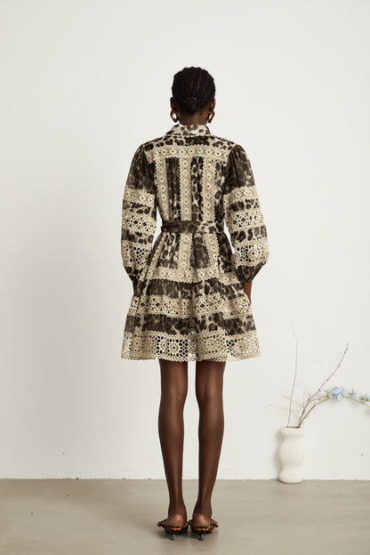 Léonor leopard-print cut-out panelled mini dress