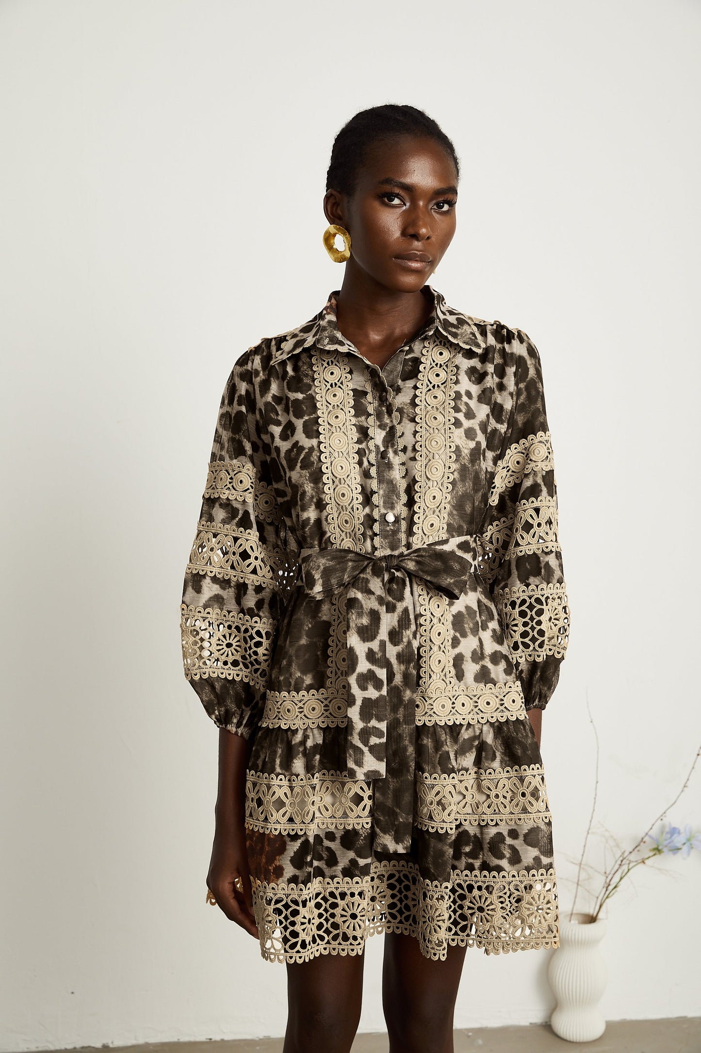 Léonor leopard-print cut-out panelled mini dress