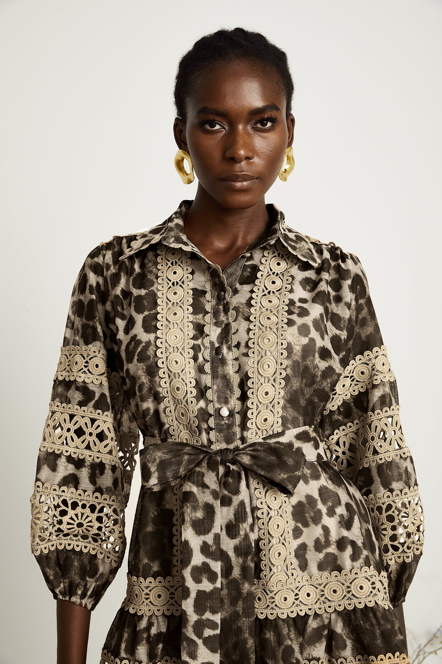 Léonor leopard-print cut-out panelled mini dress