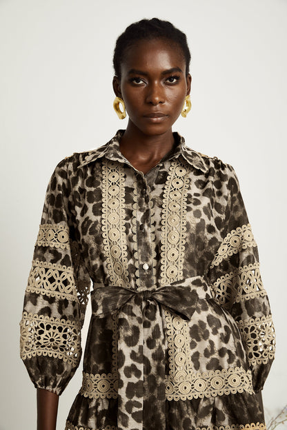 Léonor leopard-print cut-out panelled mini dress