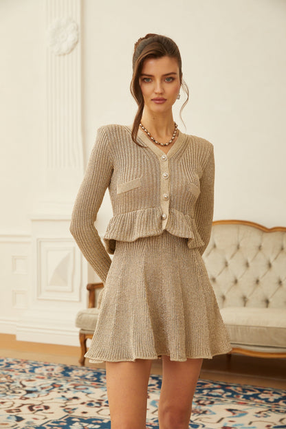 Grażyna Gold Lurex Knit Mini Dress