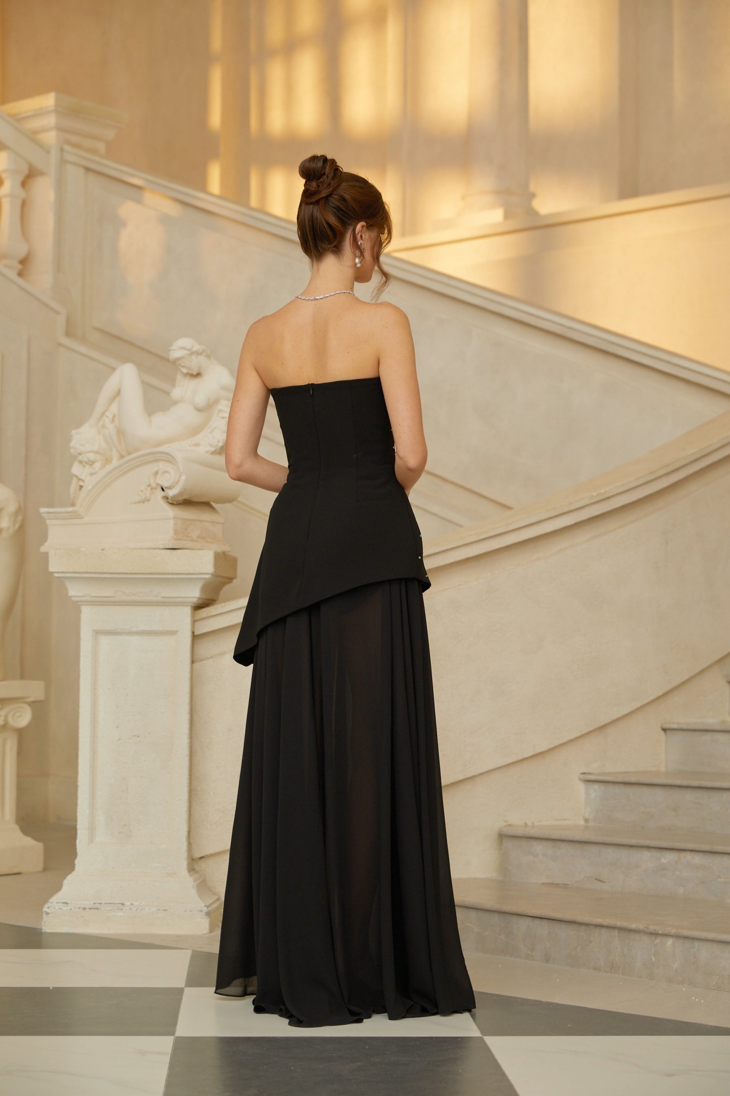 Melisande Black Embellished Dress & Skirt Set