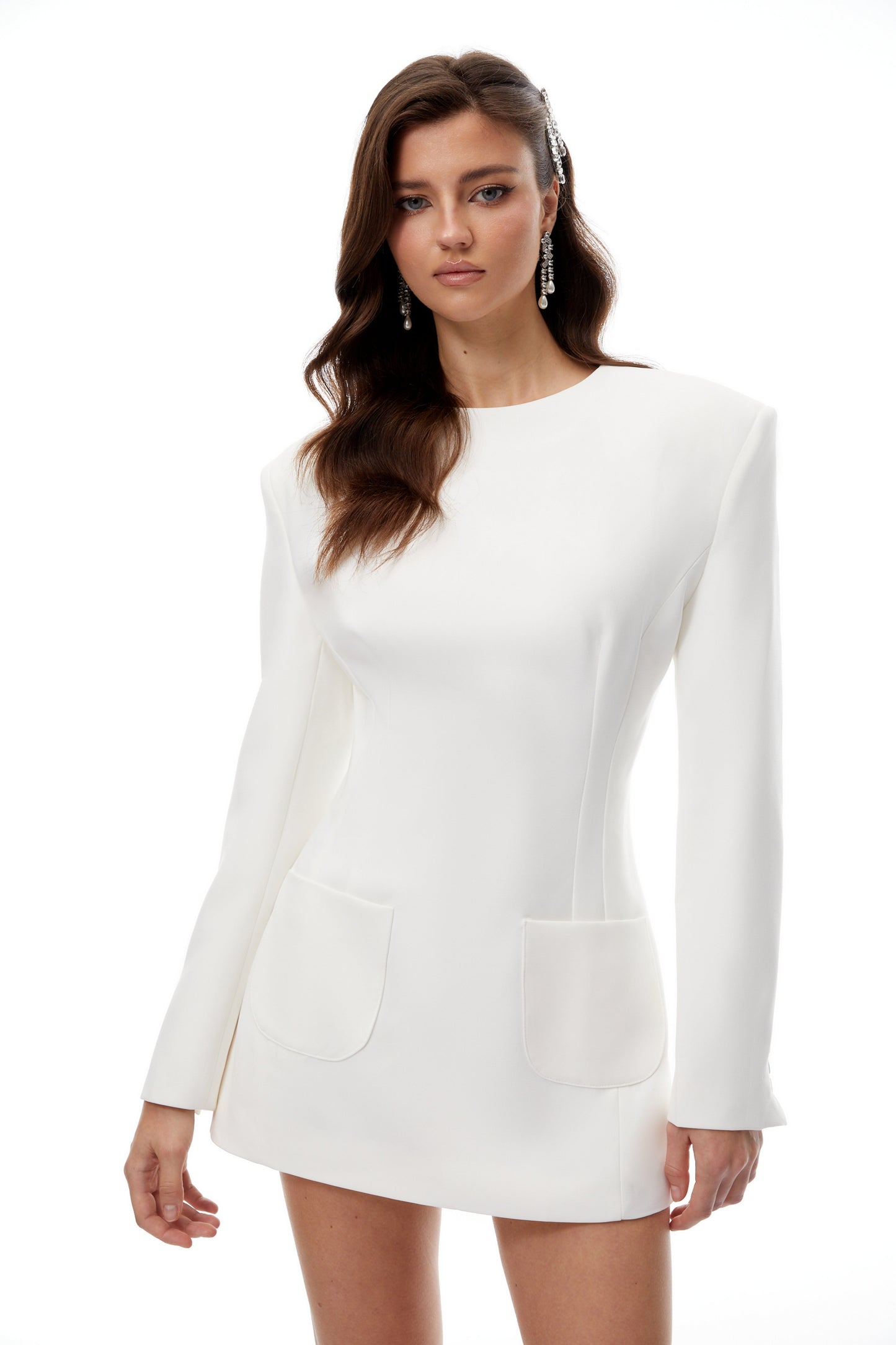 Giuseppina White Darted Structured Mini Dress