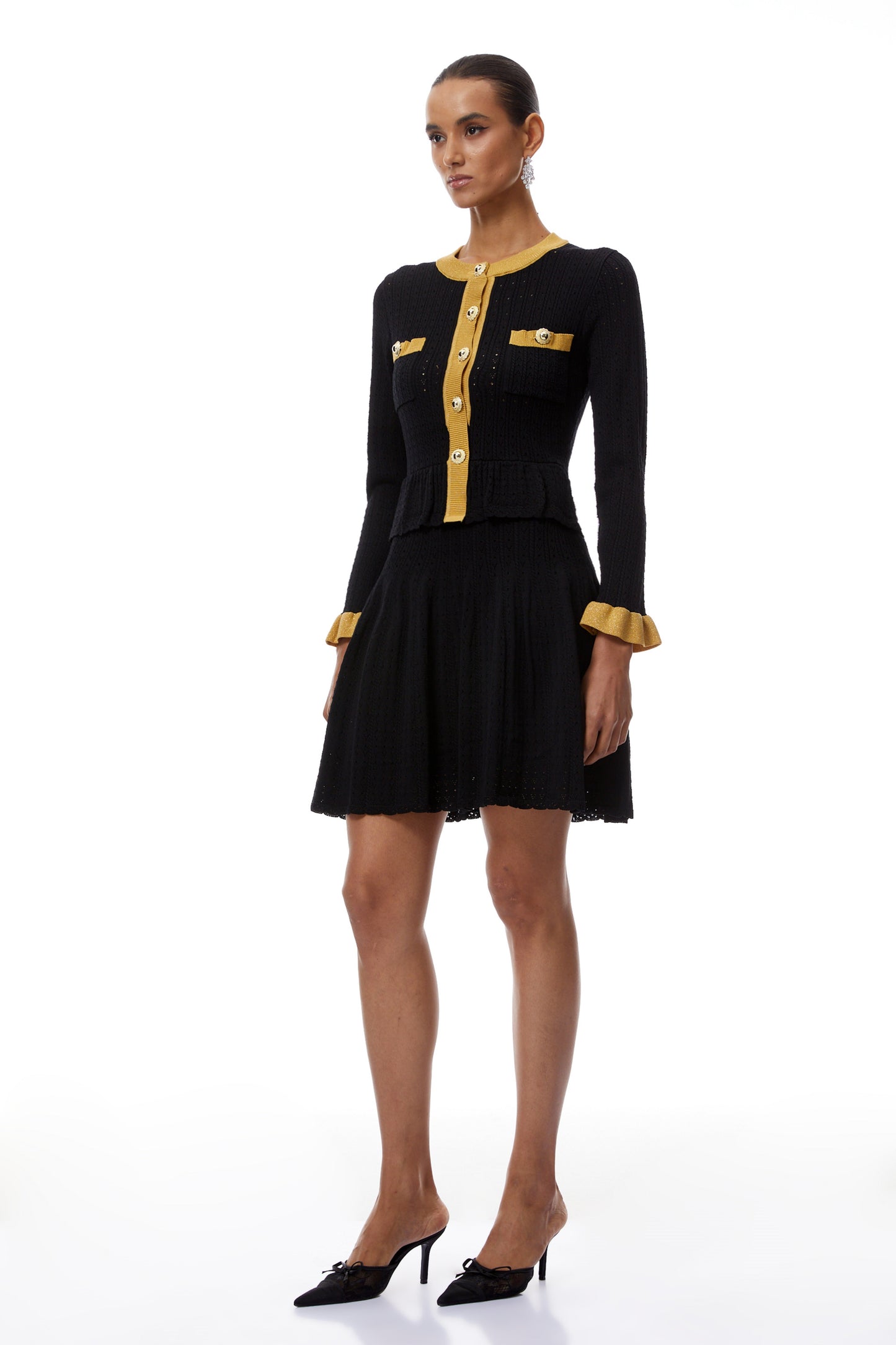 Khloe Black Color Block Knit Mini Dress