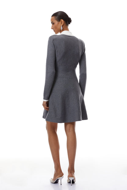 Clotilde Grey 3D Petal Knit Mini Dress