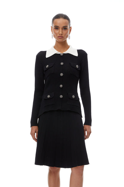 Esmée Black Embellished Knit Mini Dress