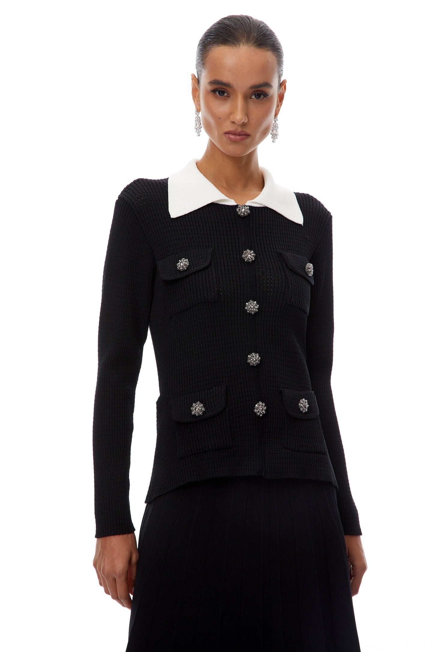Esmée Black Embellished Knit Mini Dress