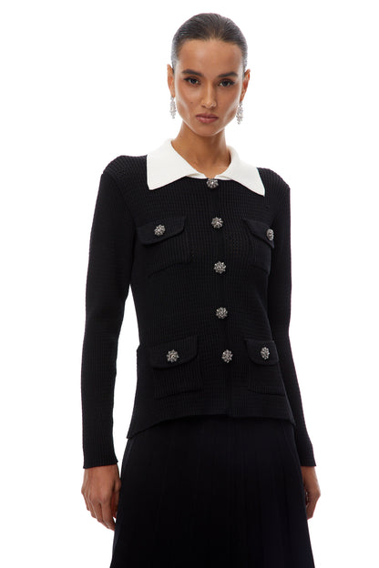 Esmée Black Embellished Knit Mini Dress