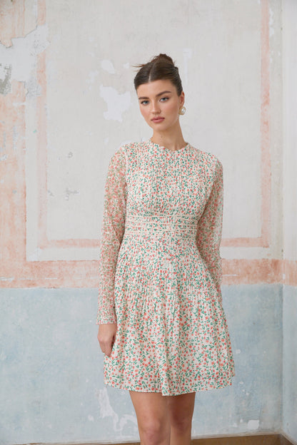 Marion floral-print pleated mini dress