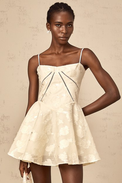 Adabella white floral-jacquard mini dress