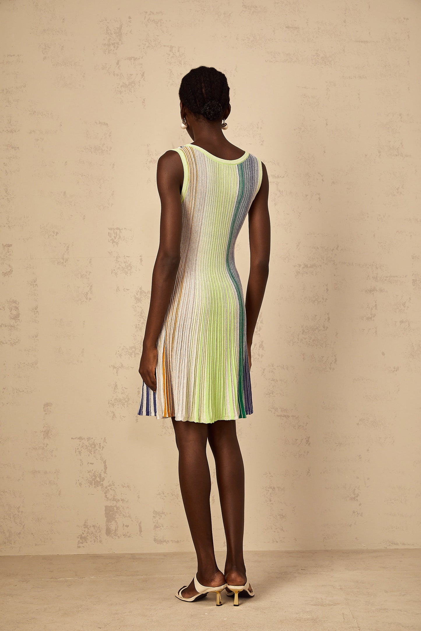 Amaryllis Green Sequin Striped Knit Mini Dress