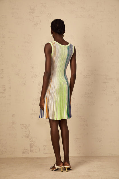 Amaryllis Green Sequin Striped Knit Mini Dress