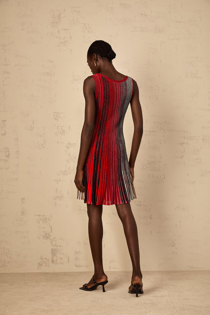 Amaryllis Red Sequin Striped Knit Mini Dress