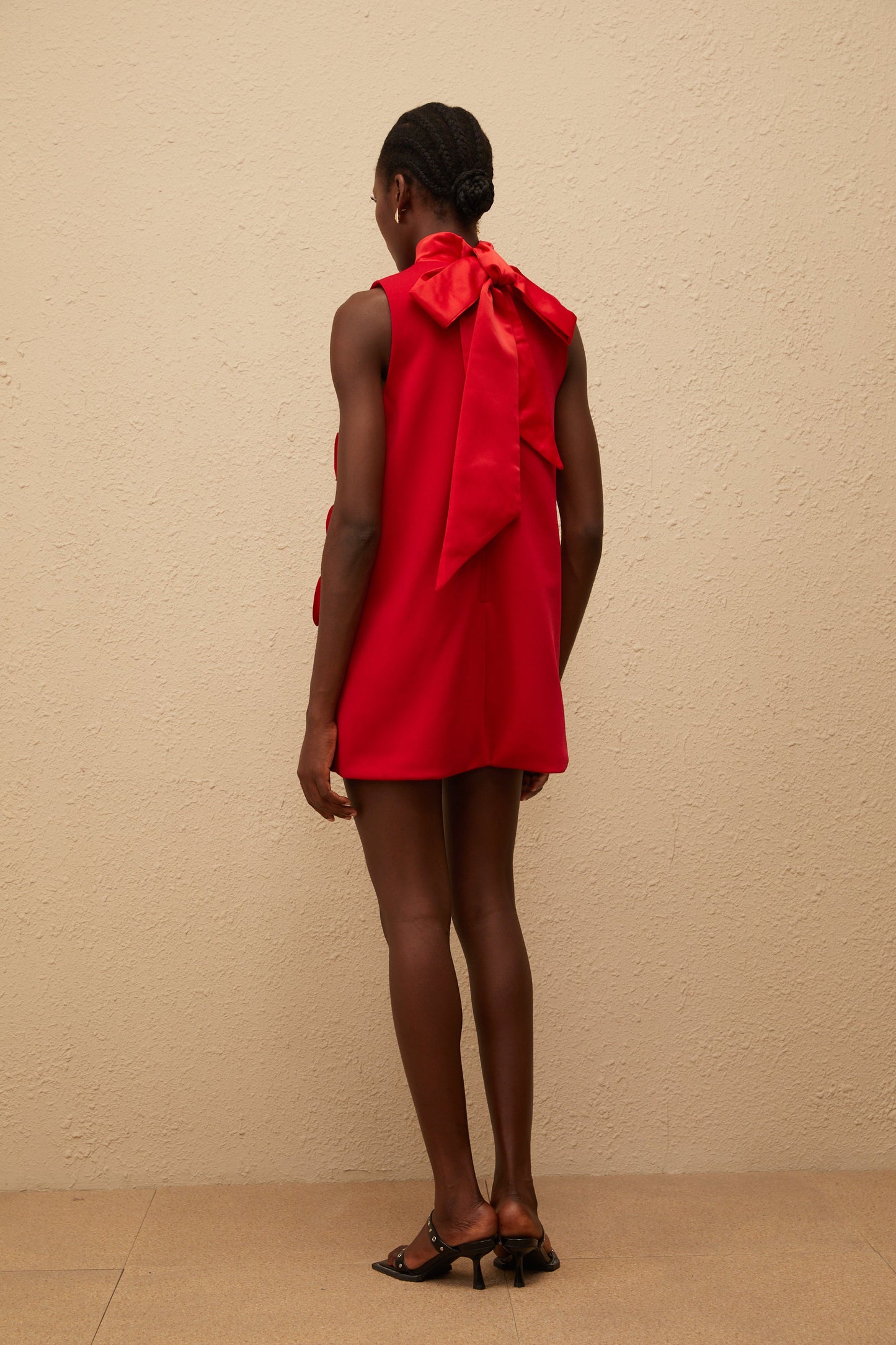 Ysandre Red Rose Appliqué Mini Dress