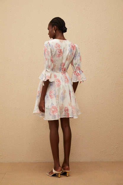 Téa White Floral Appliqué Mini Dress