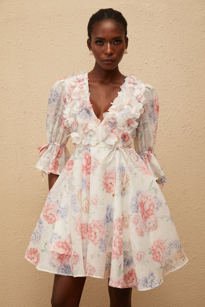 Téa White Floral Appliqué Mini Dress