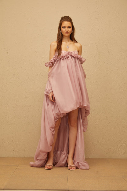 Brooklyn Pink Glossy Bubble Hem Mini Dress