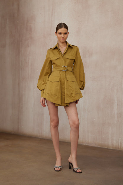 Madeline Ginger Belted Cargo Mini Dress