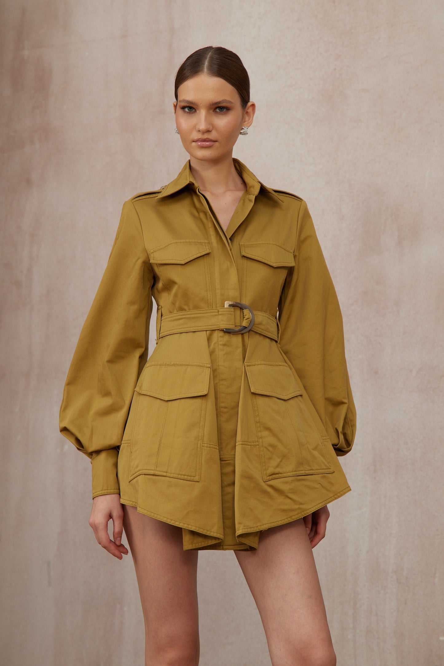 Madeline Ginger Belted Cargo Mini Dress
