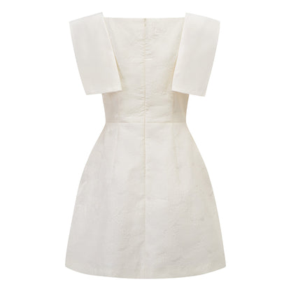 Léa White Floral Appliqué Crochet Mini Dress