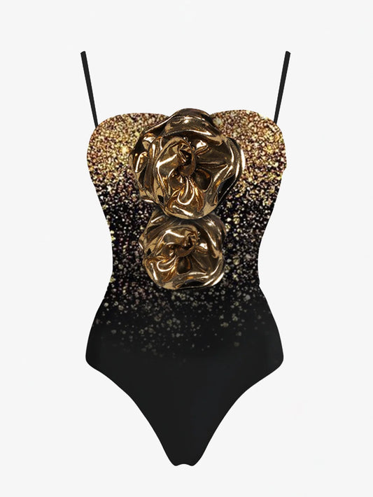 Luxurious Floral Embellished Swimsuit