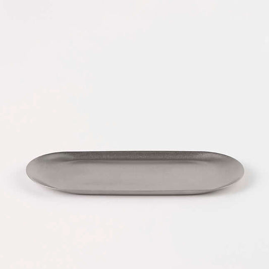 Vintage INOX oval stainless steel tray, sleek design, durable, made in Japan, small size, perfect for versatile use.