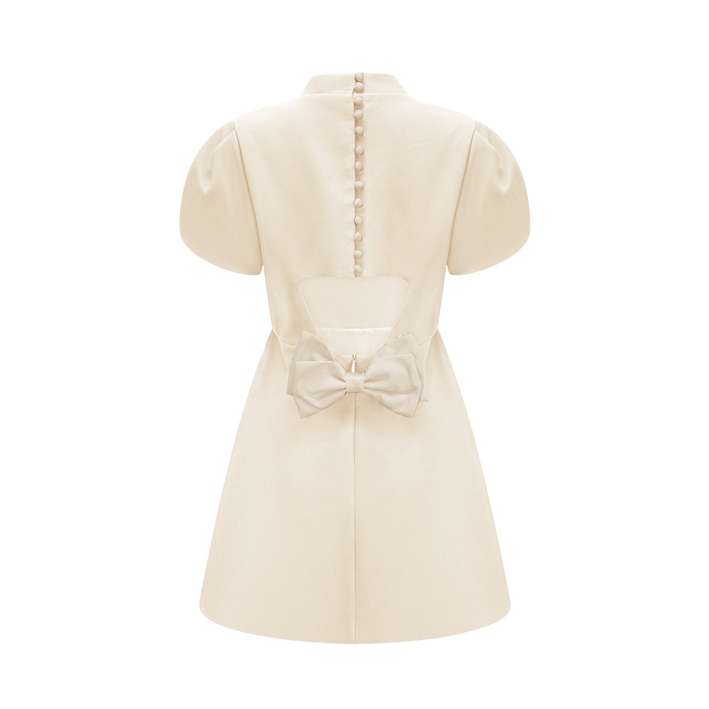 Anna White Petal Sleeve Cut Out Bow Mini Dress