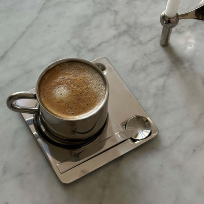 Venice Mirror Cup with a Saucer & Spoon