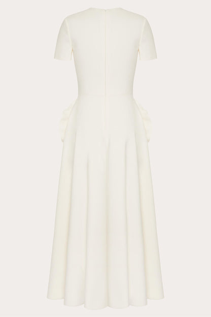 Jared Floral Appliqué Short Sleeves Midi Dress