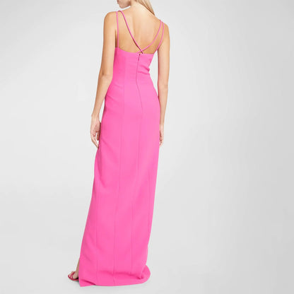 Pink Cut Out Diamonds Split Maxi Bandage Dress