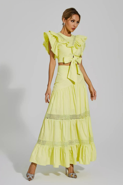 Coraline Round Neck Ruffle Skirt Set