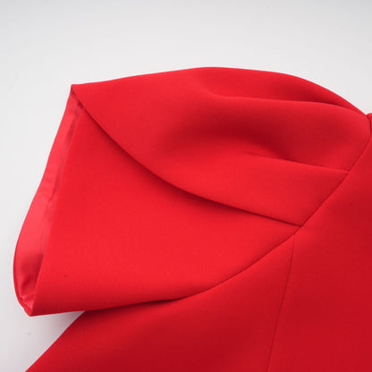 Anna red petal-sleeve cut-out bow mini dress