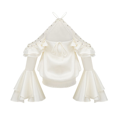 Fleur floral cold-shoulder ruffled mini dress