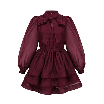 Élodie tiered flared mini dress in Red