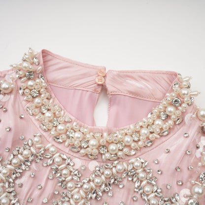Helena pink embellished pleated mini dress