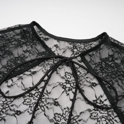 Louise black floral-lace vest & dress matching set