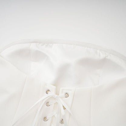 Mélanie White Corset Dress & Mesh Skirt Set
