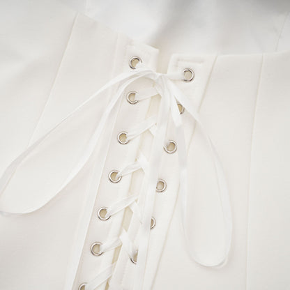Mélanie White Corset Dress & Mesh Skirt Set