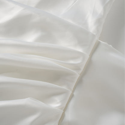 Zenina White Ruched Ribbon Detail Mini Dress
