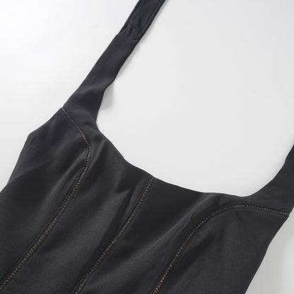 Quirine halterneck bow-detail mini dress in Black