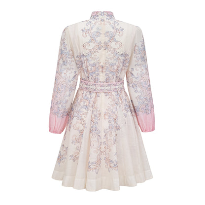 Fabienne Neutral Floral Print Mini Dress