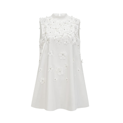 Genevieve faux-flower mini dress