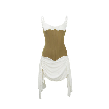 Yasmine Brown Bustier Panel Mini Dress