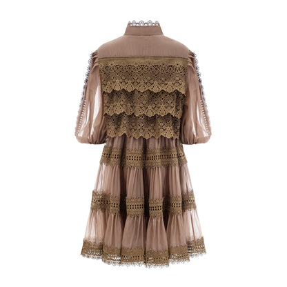 Inès lace cut-out layered mini dress