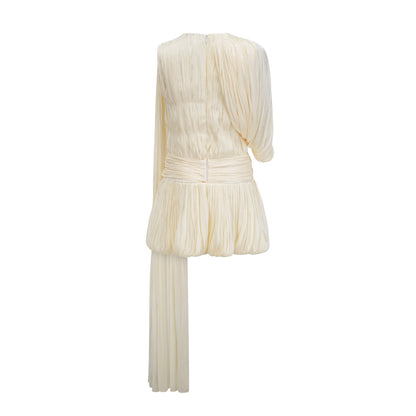 Cyrielle Pleated Mini Dress with Ribbon Design Accent