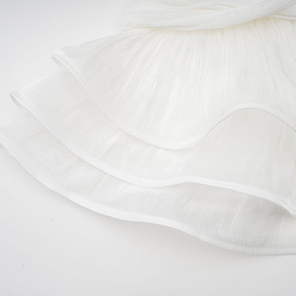 Rosier fully-pleated cinched mini dress in White