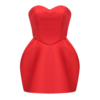 Laure Red Heart Off-shoulder Mini Dress
