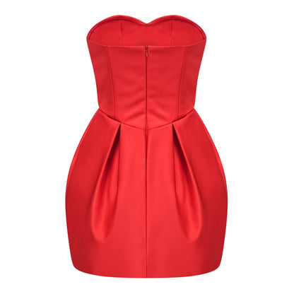 Laure Red Heart Off-shoulder Mini Dress