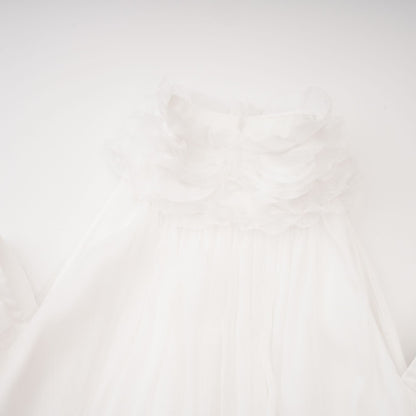 Déotille White Asymmetrical Ruched Mini Dress