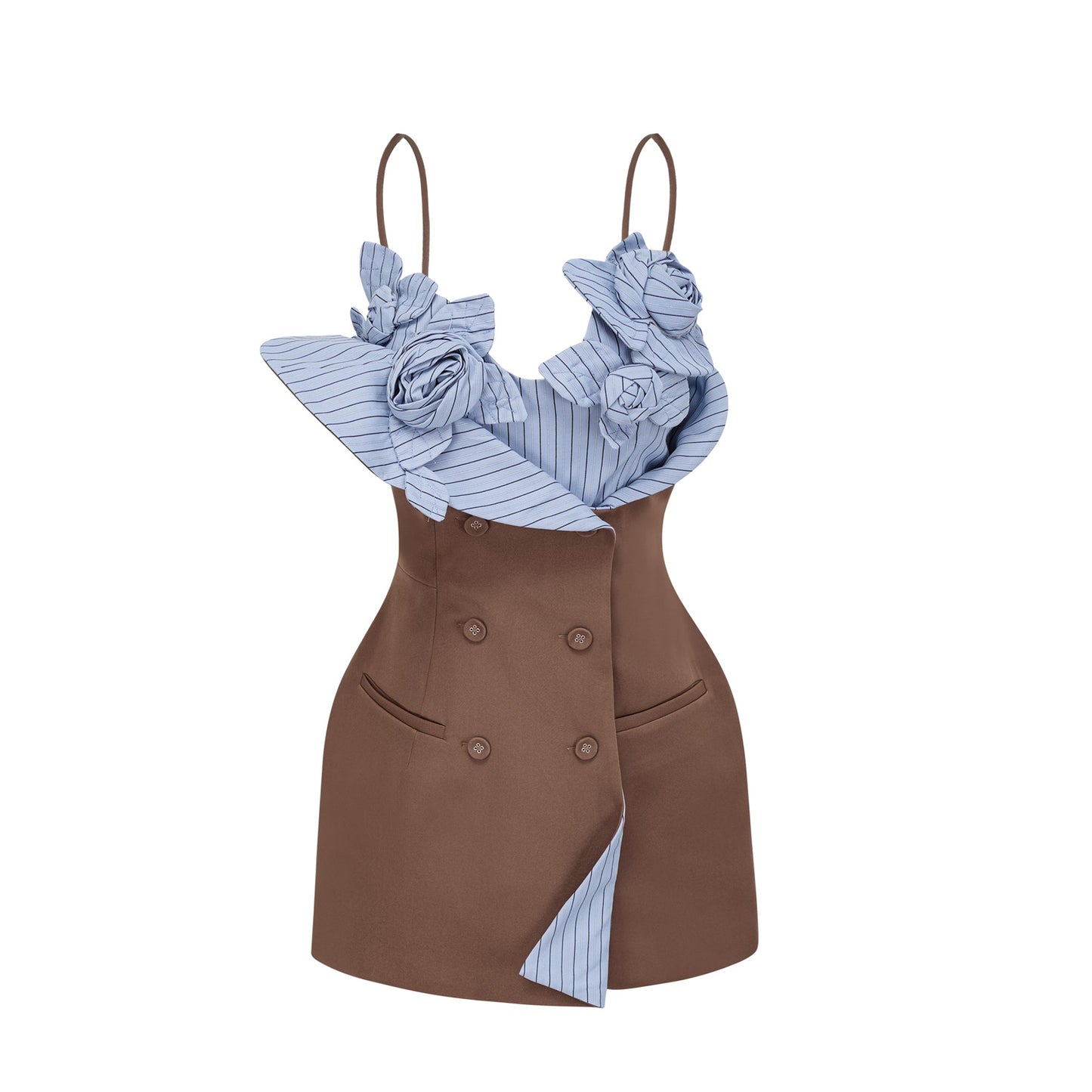 Johanna Brown Floral Panelled Mini Dress